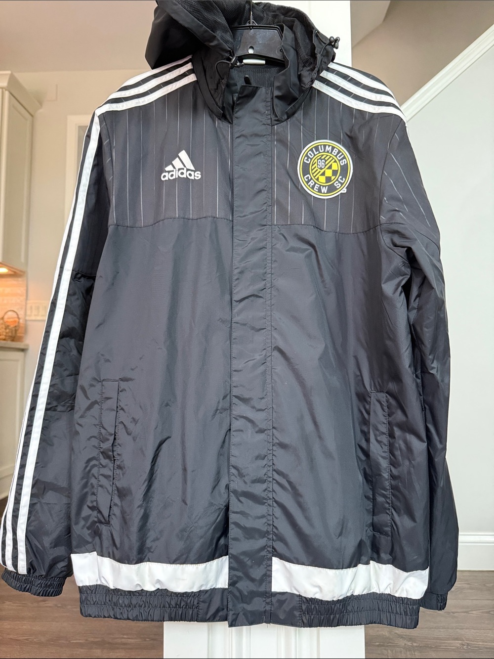 Adidas Black & White Columbus Crew SC Rain Jacket M